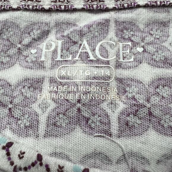 Childrens Place Girls T Shirt Dress Geo Print Purple Pink Fit and Flare XL - Picture 5 of 6